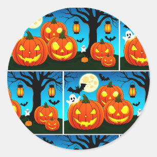 Halloween geesten, pompoenen, vleermuizen ronde sticker