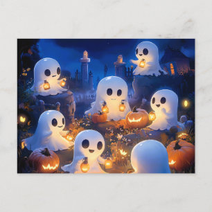 Halloween Geesten Pompoenlantaarns Griezelnacht Feestdagenkaart