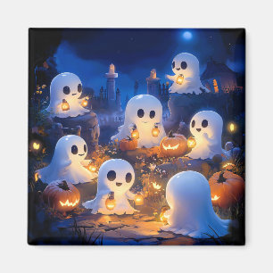 Halloween Geesten Pompoenlantaarns Griezelnacht Magneet
