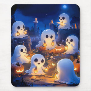 Halloween Geesten Pompoenlantaarns Griezelnacht Muismat