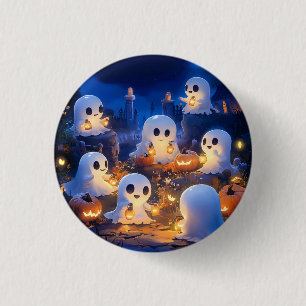Halloween Geesten Pompoenlantaarns Griezelnacht Ronde Button 3,2 Cm