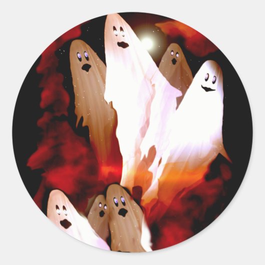 Halloween geesten ronde sticker (Voorkant)