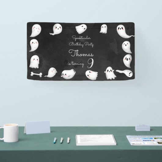 Halloween geesten spooktacular kids verjaardagsfee spandoek (Beurs)