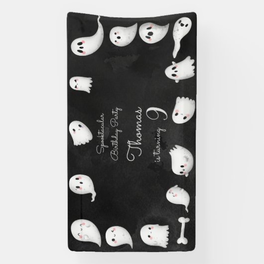 Halloween geesten spooktacular kids verjaardagsfee spandoek (Verticaal)