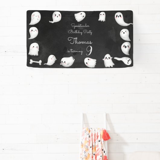 Halloween geesten spooktacular kids verjaardagsfee spandoek (Insitu)