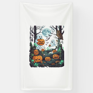 Halloween Geesten Verschrikkelijke Pompoenen Uil V Spandoek