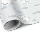 Halloween geesten, wolken lichtgrijs inpakpapier (Rol Hoek)