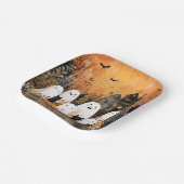 Halloween geesten, zwarte katten en vleermuizen, papieren bordje (Gebogen)