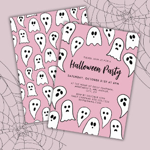 Halloween Geestenfeest roze Kaart
