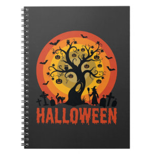 Halloween Geheime Boom Heks en Zwarte Katten Notitieboek
