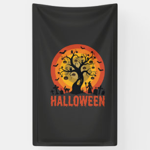 Halloween Geheime Boom Heks en Zwarte Katten Spandoek