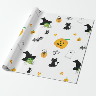 Halloween geïllustreerd wit verpakkingspapier cadeaupapier