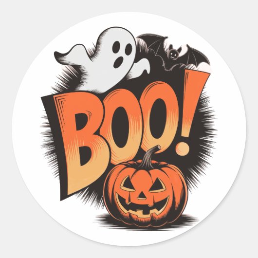 Halloween - Geïnspireerd 'BOO!' Ronde Sticker (Voorkant)