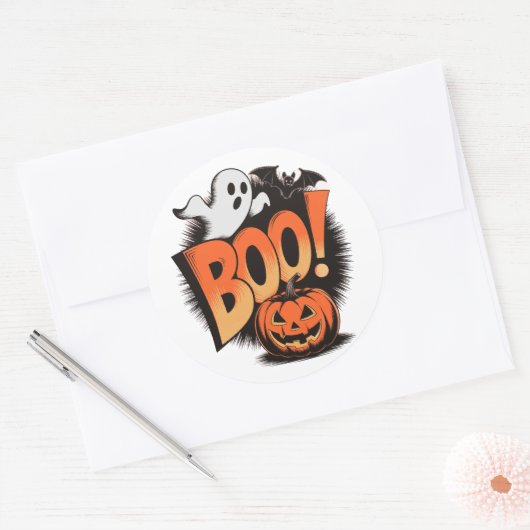  Halloween - Geïnspireerd 'BOO!' Ronde Sticker (Envelop)