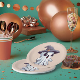 Halloween: Geist mit Hut -  Papieren Bordje