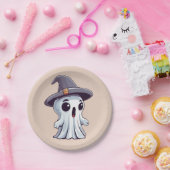 Halloween: Geist mit Hut -  Papieren Bordje (Feest)