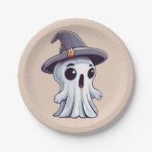 Halloween: Geist mit Hut -  Papieren Bordje (Voorkant)