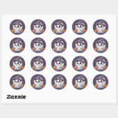 Halloween: Geist mit Kürbissen -  Ronde Sticker (Vel)