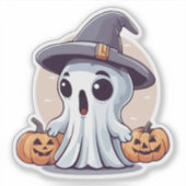 Halloween: Geist mit Kürbissen -  Sticker (Voorkant)