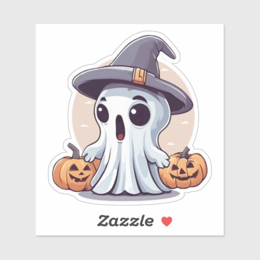 Halloween: Geist mit Kürbissen -  Sticker (Vel)