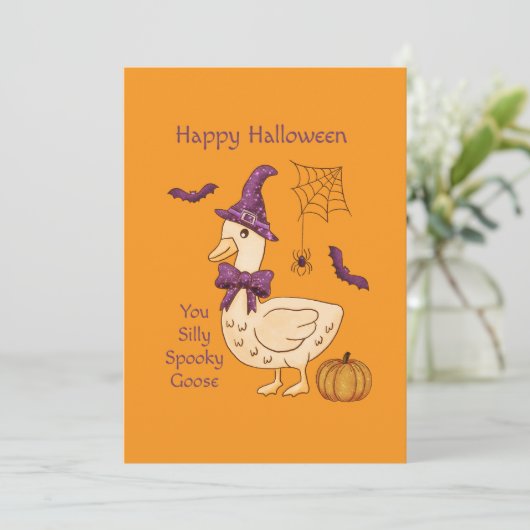 Halloween Gekke gans Kaart (Staand voorkant)