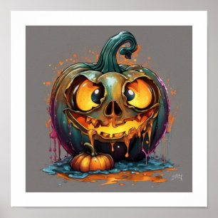 Halloween Gekke pompoen Poster