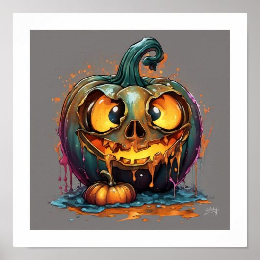 Halloween Gekke pompoen Poster (Voorkant)