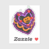 Halloween Gekleurde Jack O Lantern Hart Cake Sticker (Vel)