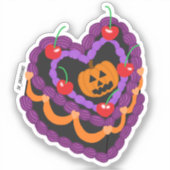 Halloween Gekleurde Jack O Lantern Hart Cake Sticker (Voorkant)