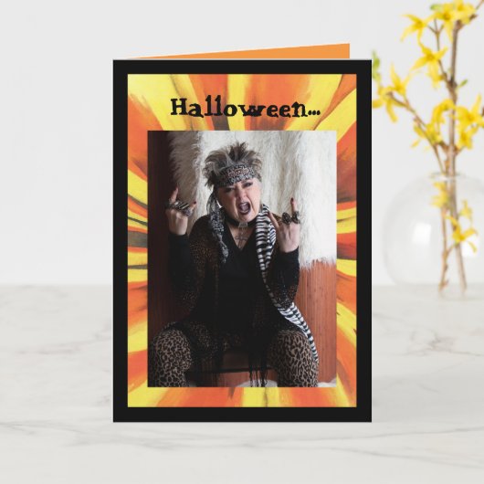Halloween-gekte Kaart (Gele Bloem)