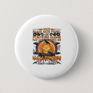 Halloween Gelukkig Vissen Zwarte Katten Pompoenen Ronde Button 5,7 Cm
