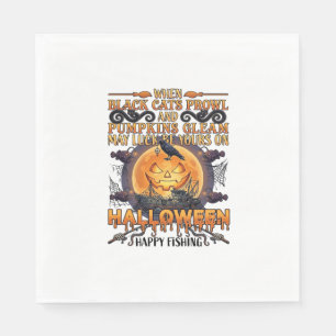 Halloween Gelukkig Vissen Zwarte Katten Pompoenen Servet
