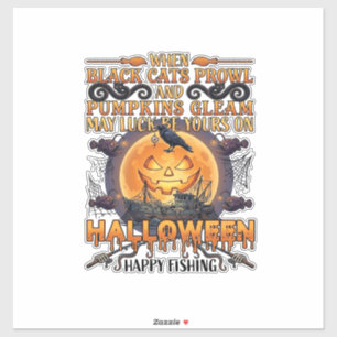 Halloween Gelukkig Vissen Zwarte Katten Pompoenen Sticker