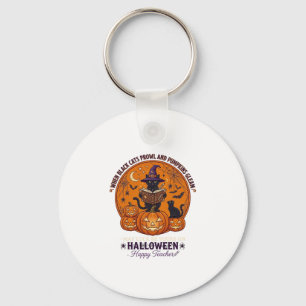 Halloween Gelukkige Leraar Zwarte Kat Heksenhoed P Sleutelhanger