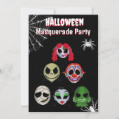 Halloween gemaskerd deel verkleed bal kaart (Voorkant)