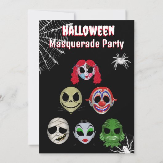 Halloween gemaskerd deel verkleed bal kaart (Voorkant)