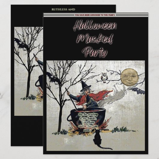  Halloween Gemaskerde Feestheksenketel Kaart (Voorkant / Achterkant)