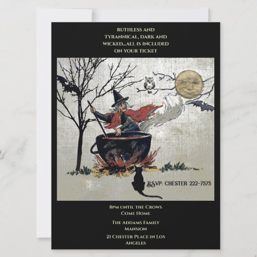  Halloween Gemaskerde Feestheksenketel Kaart (Achterkant)