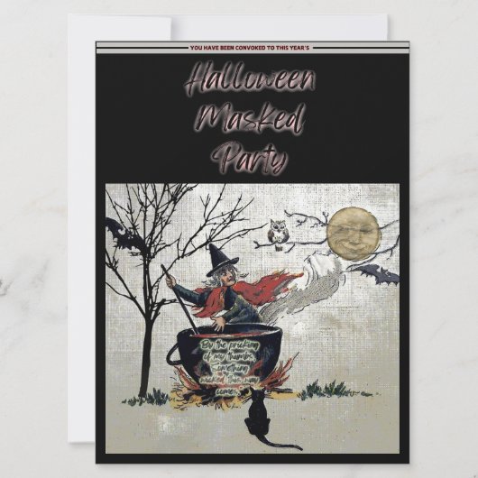  Halloween Gemaskerde Feestheksenketel Kaart (Voorkant)
