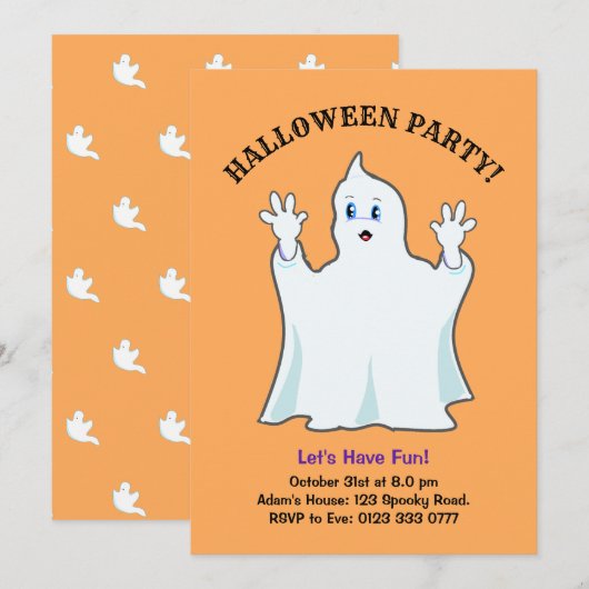 Halloween Gember Geest Uitnodiging (Voorkant / Achterkant)