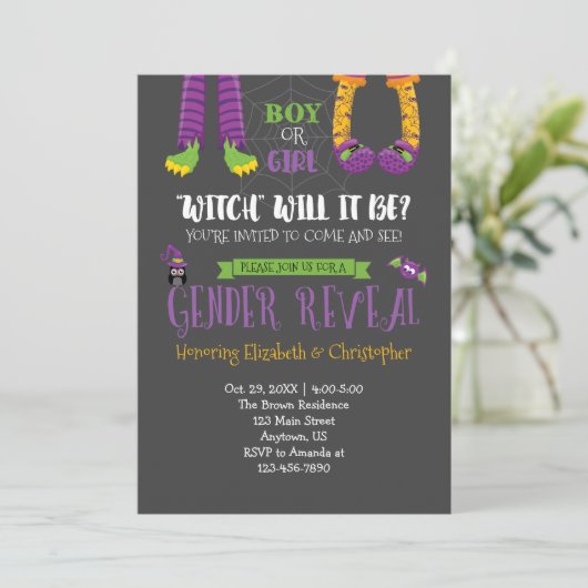 Halloween Gender onthulling Baby shower Kaart (Staand voorkant)