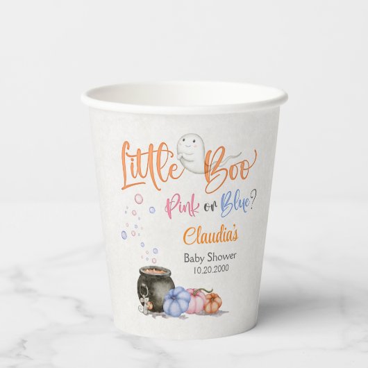 Halloween Gender onthulling Baby shower Papieren Bekers (Achterkant)