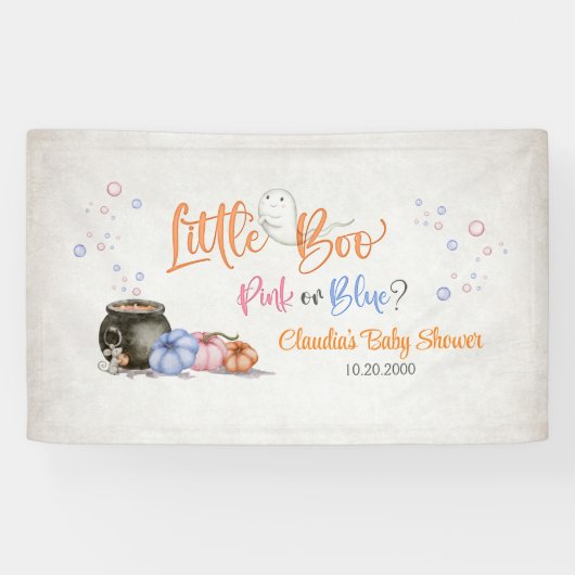 Halloween Gender onthulling Baby shower Spandoek (Horizontaal)