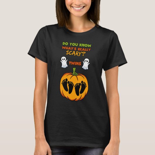 Halloween Gender onthulling Twins Baby shower Part T-shirt (Voorkant)