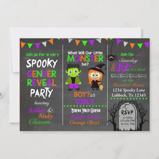 Halloween Gender Reopenbaart Uitnodiging (Voorkant)