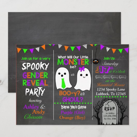 Halloween Gender Reopenbaart Uitnodiging (Voorkant / Achterkant)