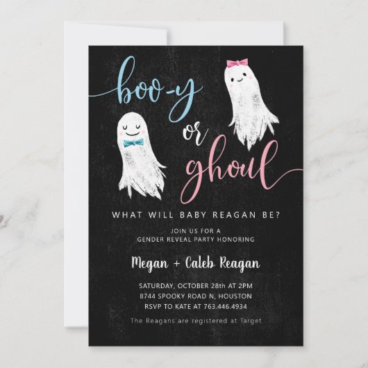 Halloween Gender Reopenbaart Uitnodiging | Booy of (Voorkant)