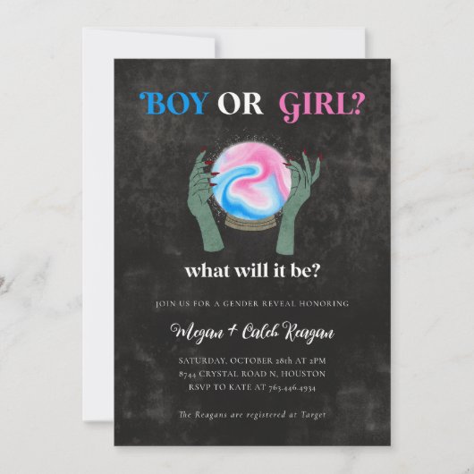 Halloween Gender Reopenbaart Uitnodiging | Crystal (Voorkant)