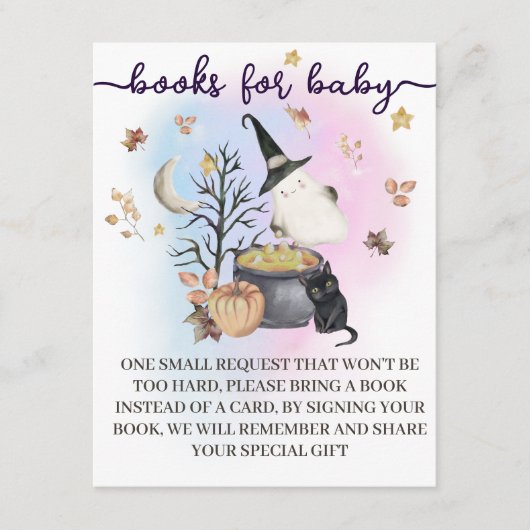 Halloween Gender Reveal Books voor Baby kaart. Informatiekaartje (Voorkant)