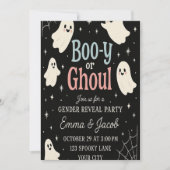 Halloween Gender Reveal Uitnodiging | Boo-y of Gho (Voorkant)